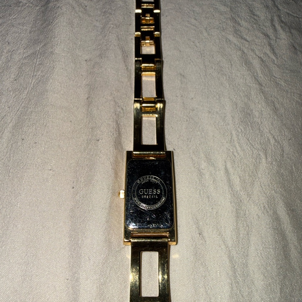 Guess Gold Rectangular Watch With Black Dial - image 1